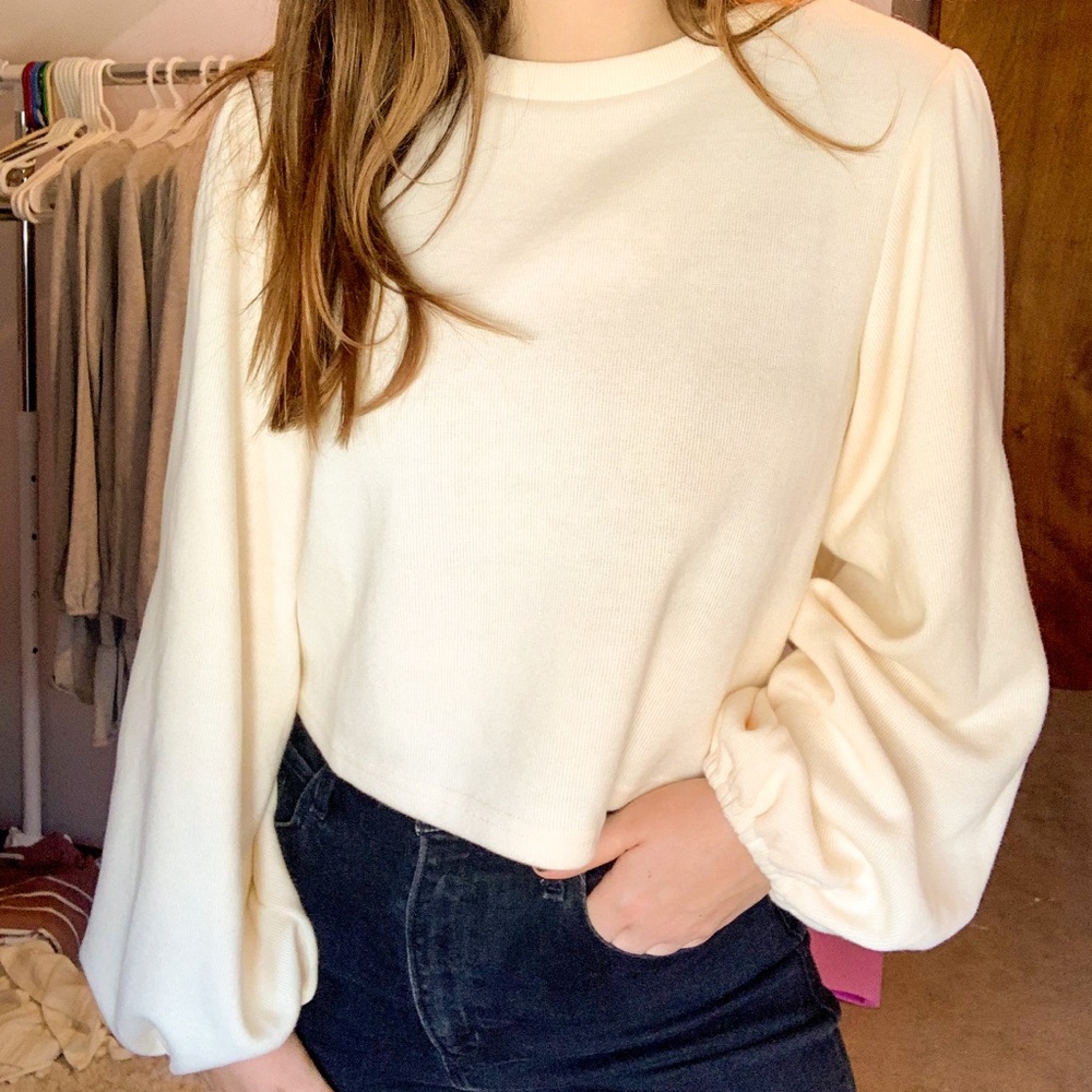 Ivory colored bell sleeve top